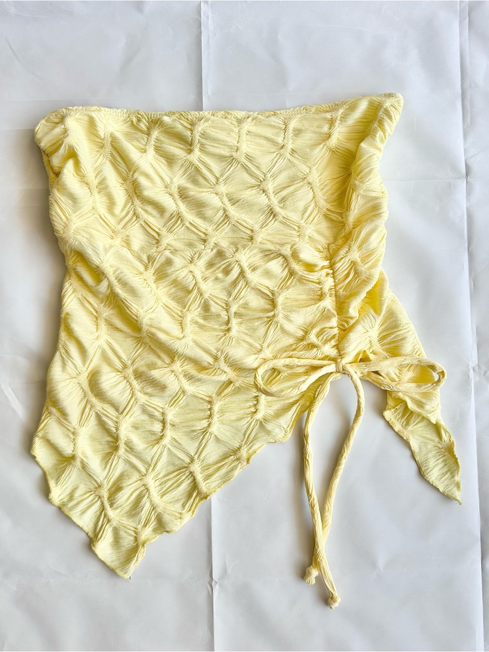 See You Monday pastel yellow textured tube top, size medium